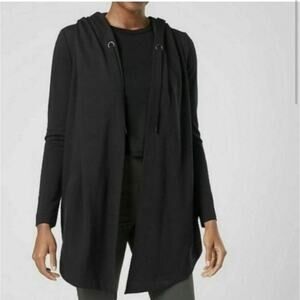 Athleta Women's Hooded Vista Oversized Wrap Open Cardigan Sweater Black‎ Size XS